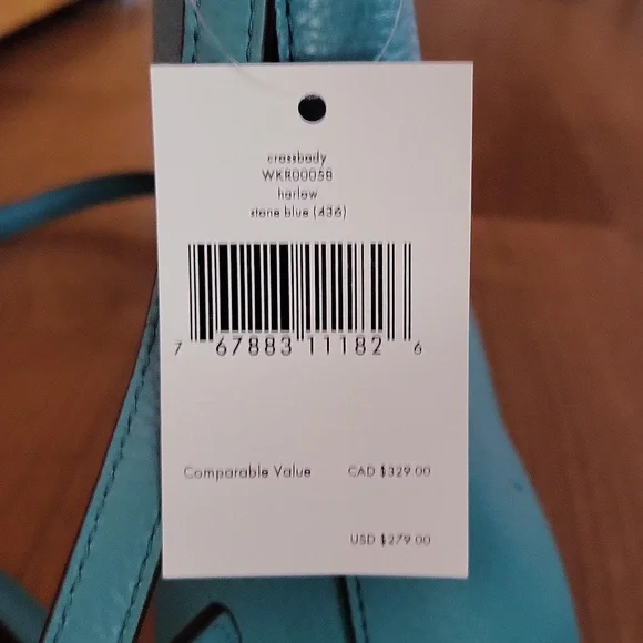 Brand NEW Kate Spade Harlow Crossbody in Stone Blue Pebbled Leather - Picture 7 of 7